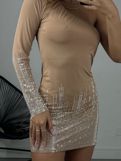 VESTIDO NULA MANGA STRASS