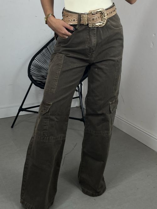 CALÇA WIDE CARGO MARROM
