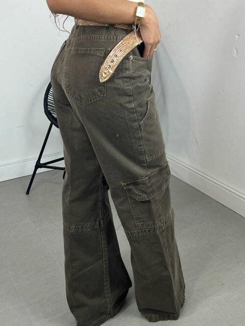 CALÇA WIDE CARGO MARROM