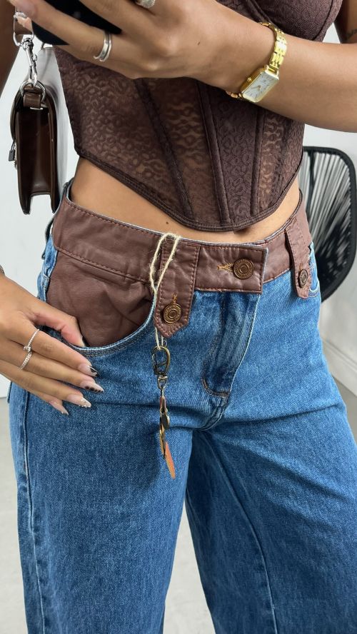 WIDELEG RELAXED BOLSO COURO