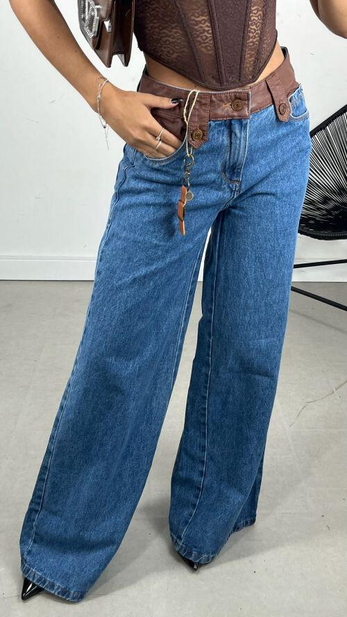 WIDELEG RELAXED BOLSO COURO