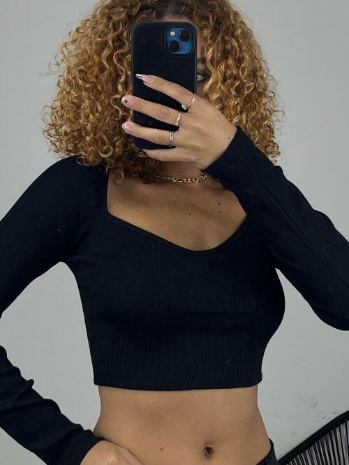 CROPPED CORA��O MANGA LONGA