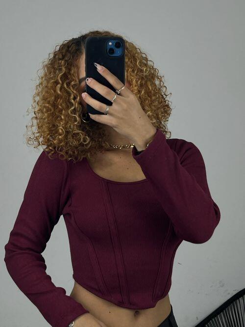 CROPPED CORSET MANGA LONGA