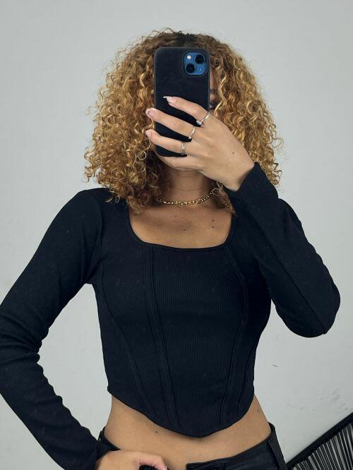 CROPPED CORSET MANGA LONGA
