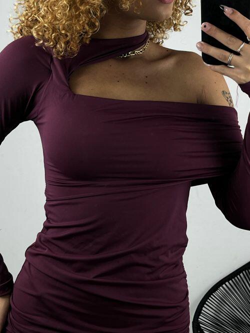 VESTIDO POLIAMIDA ASSIMETRICO GOLA