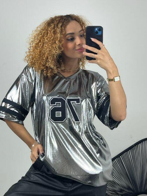 T-SHIRT OVER METALIZADA