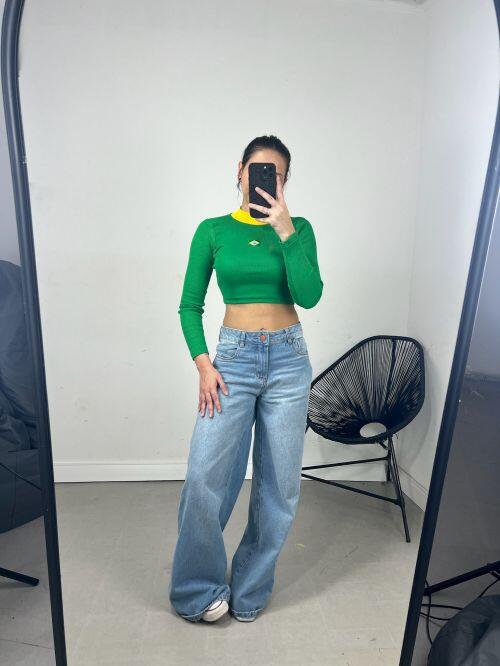 CROPPED BANDEIRA MANGA LONGA GOLA