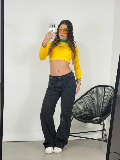 CROPPED BANDEIRA MANGA LONGA GOLA