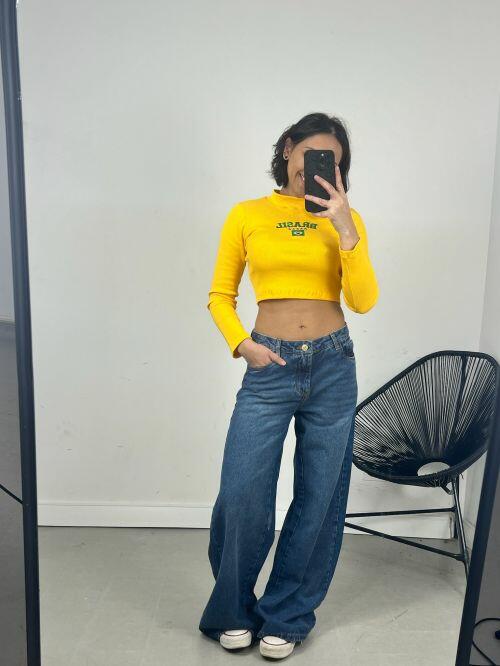 CROPPED CACHARREL MANGA LONGA BRASIL