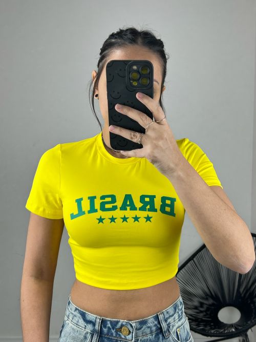 CROPPED 5 ESTRELAS BRASIL POLIAMIDA