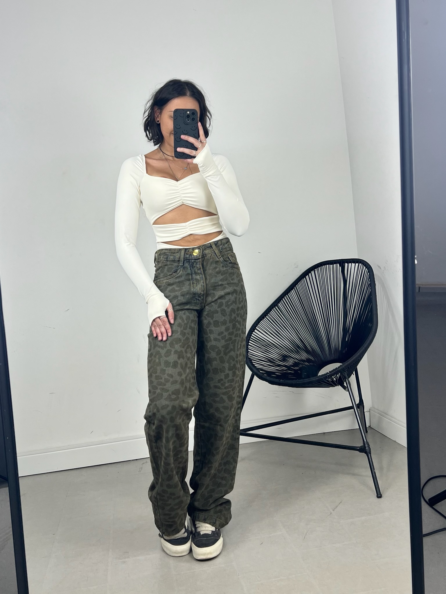 CALÇA WIDELEG RETA ESTAMPADA ONÇA