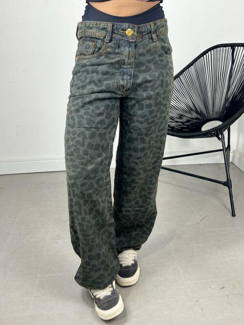 CALÇA WIDELEG RETA ESTAMPADA ONÇA