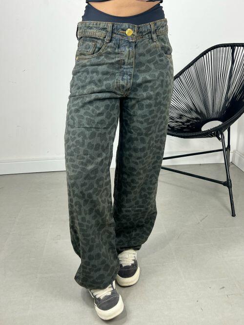 CALÇA WIDELEG RETA ESTAMPADA ONÇA