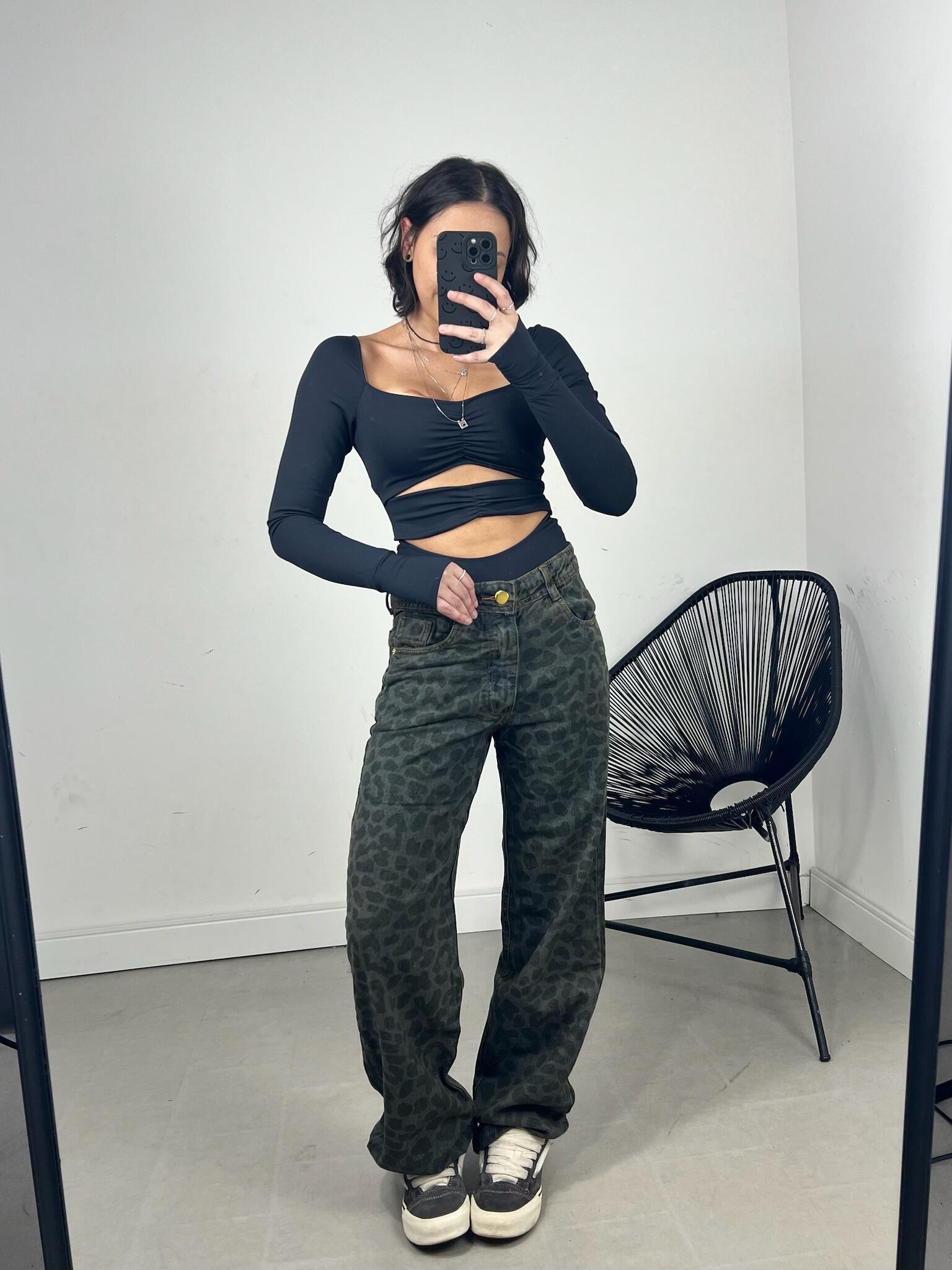 CALÇA WIDELEG RETA ESTAMPADA ONÇA