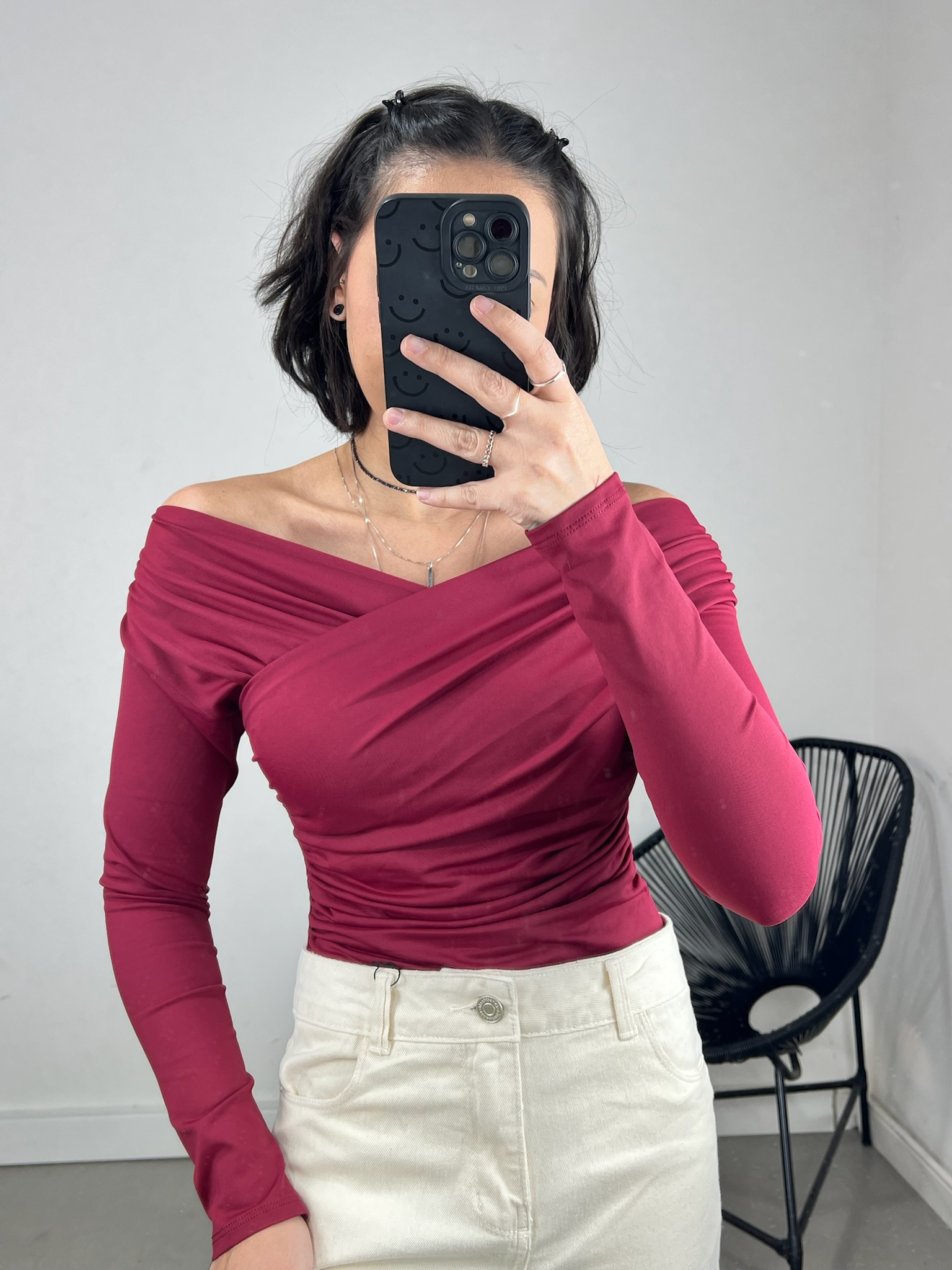 BODY DRAPEADO MANGA LONGA POLIAMIDA