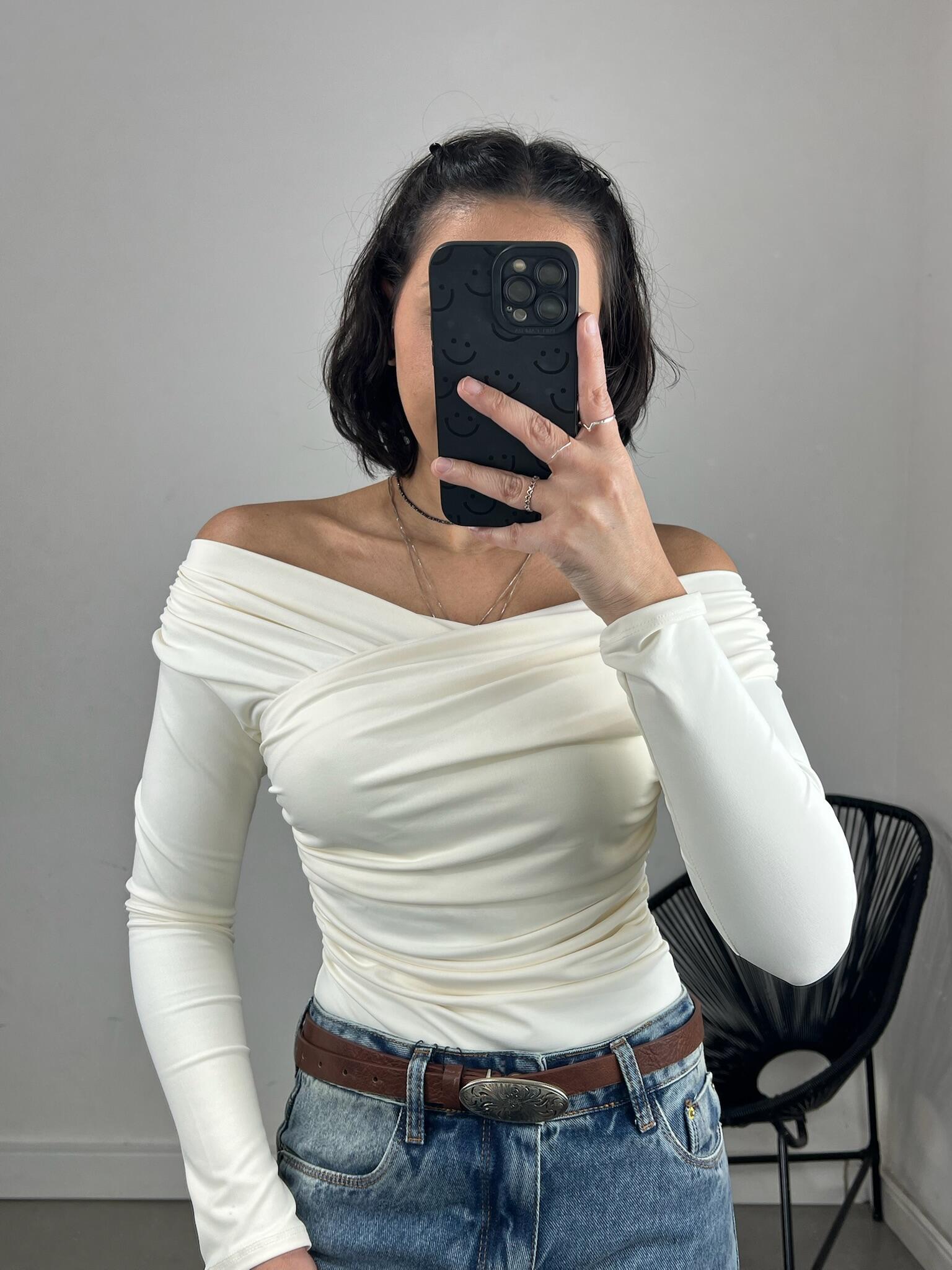 BODY DRAPEADO MANGA LONGA POLIAMIDA