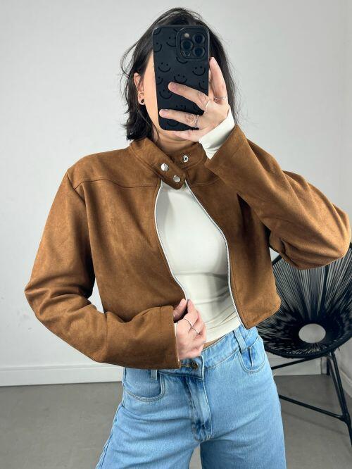 JAQUETA CURTA GOLA SUEDE