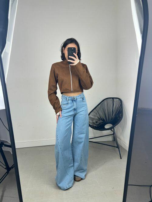 JAQUETA CURTA GOLA SUEDE