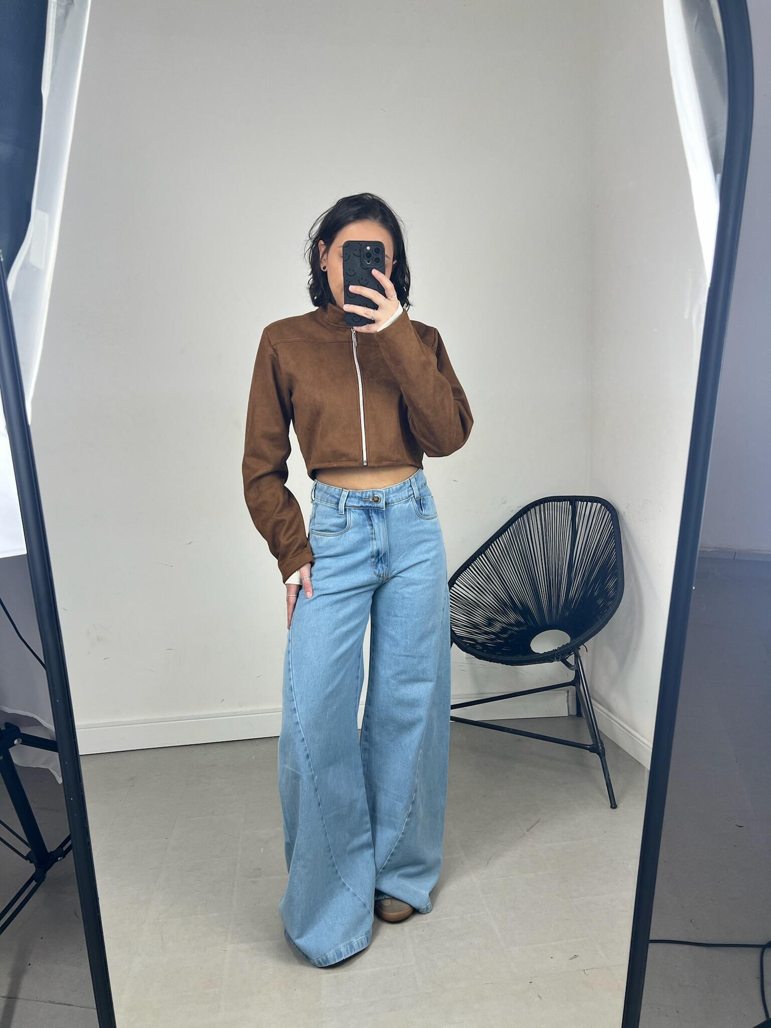 JAQUETA CURTA GOLA SUEDE
