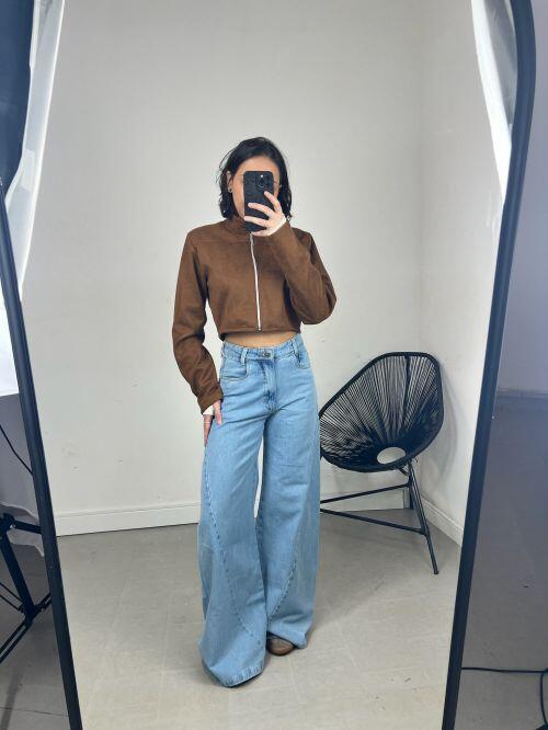 JAQUETA CURTA GOLA SUEDE