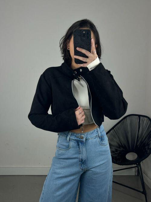 JAQUETA CURTA GOLA SUEDE