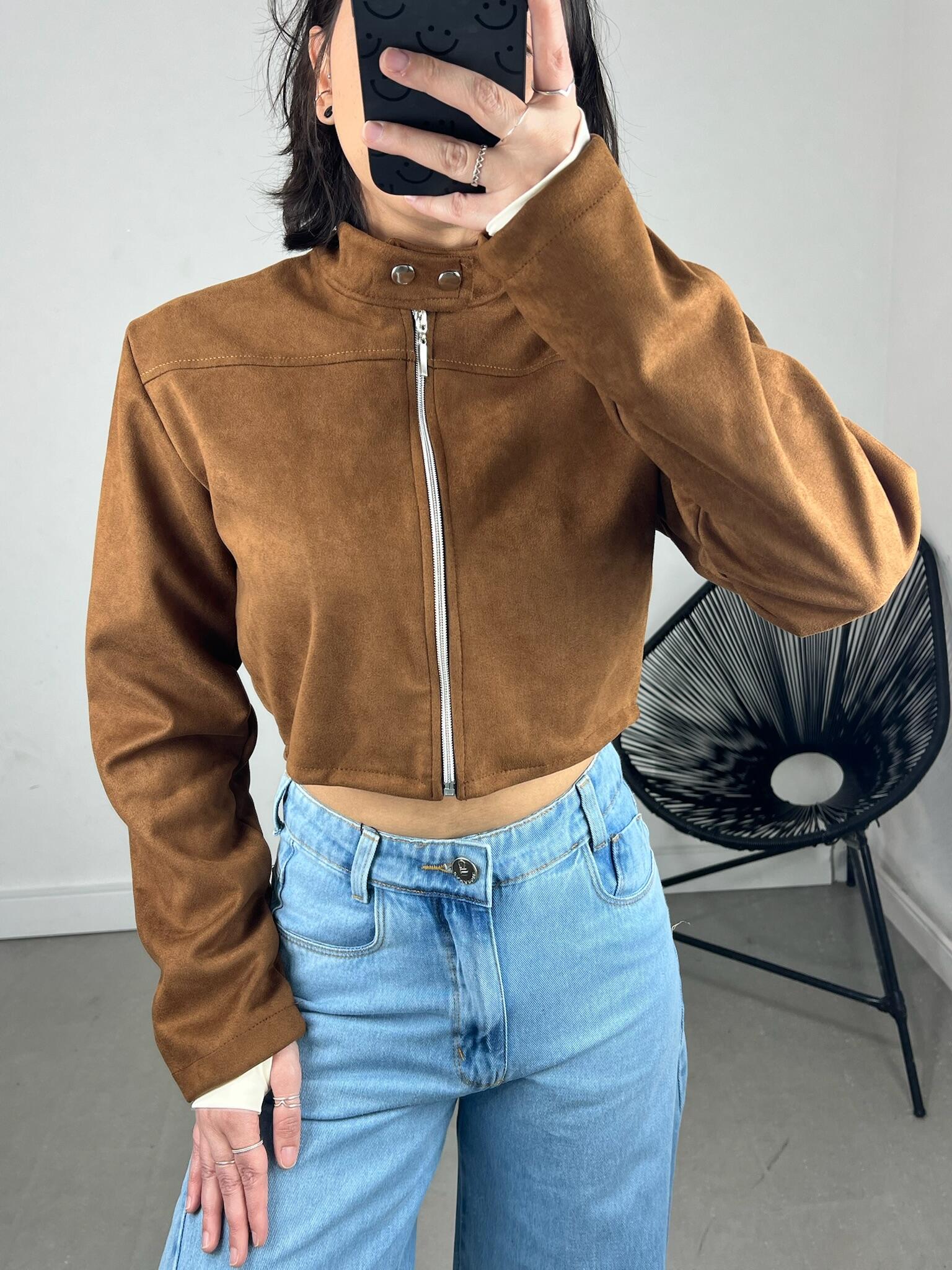 JAQUETA CURTA GOLA SUEDE