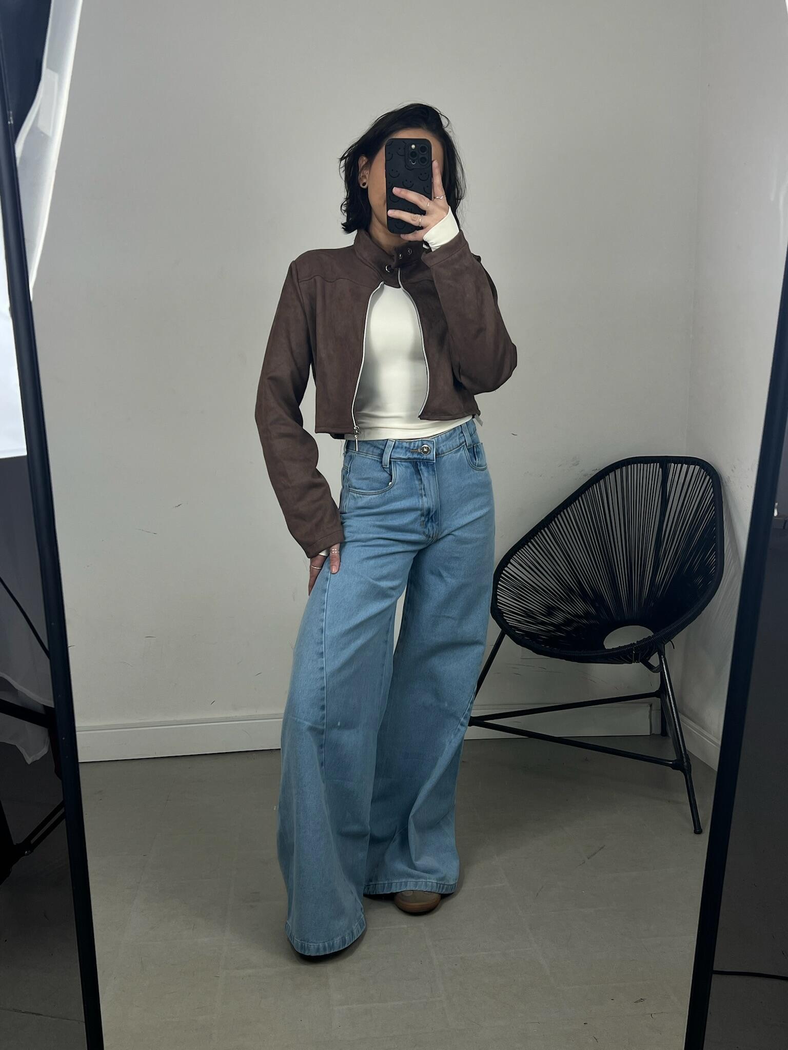 JAQUETA CURTA GOLA SUEDE