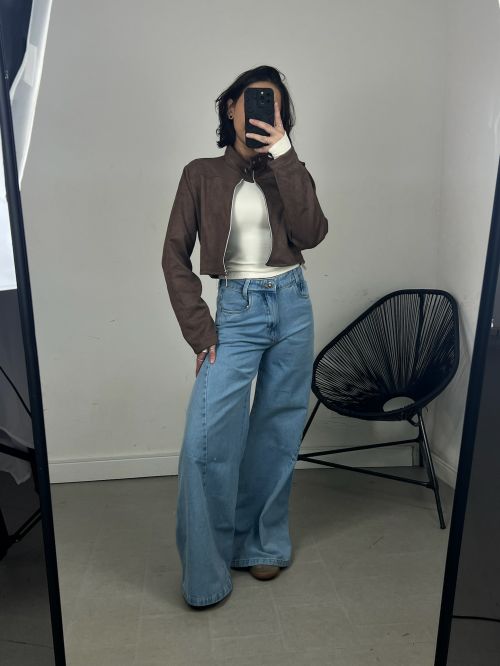 JAQUETA CURTA GOLA SUEDE