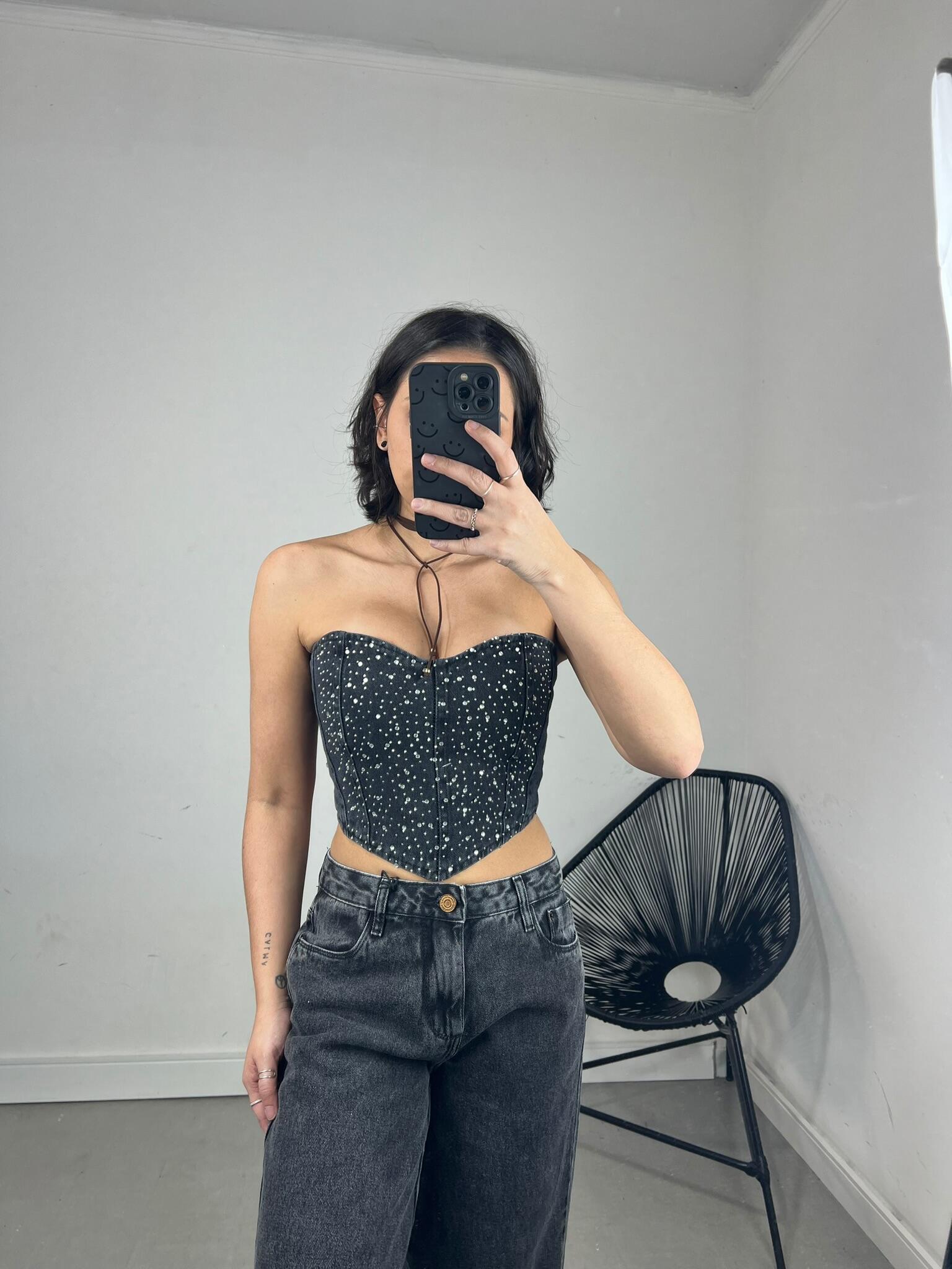 TOP CORAÇAO STRASS