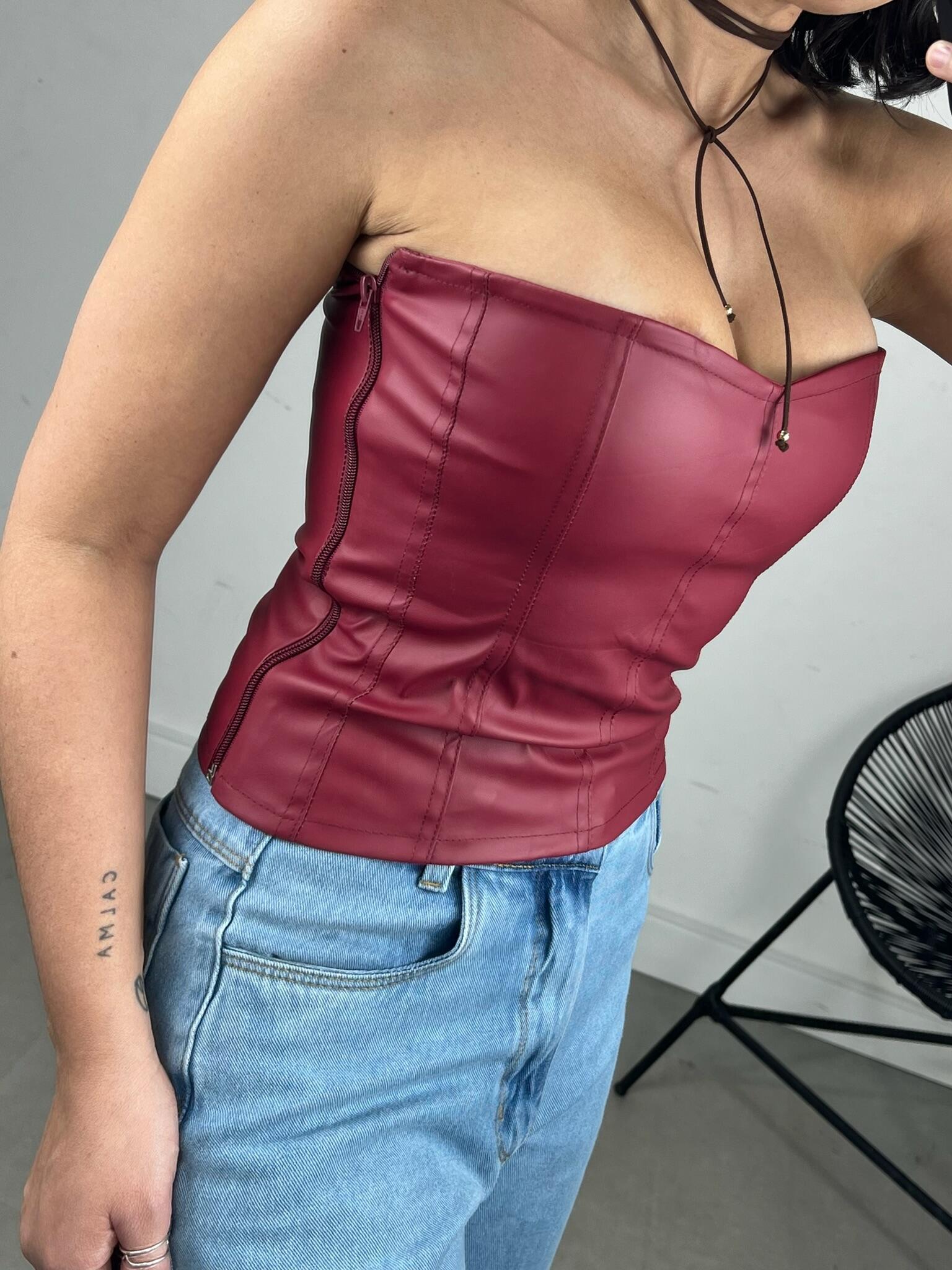 CORSET CORAÇÃO COURINO RETO