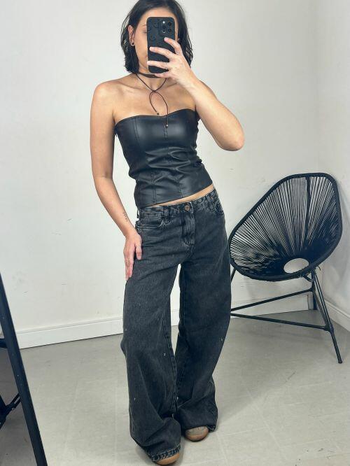 CORSET CORAÇÃO COURINO RETO