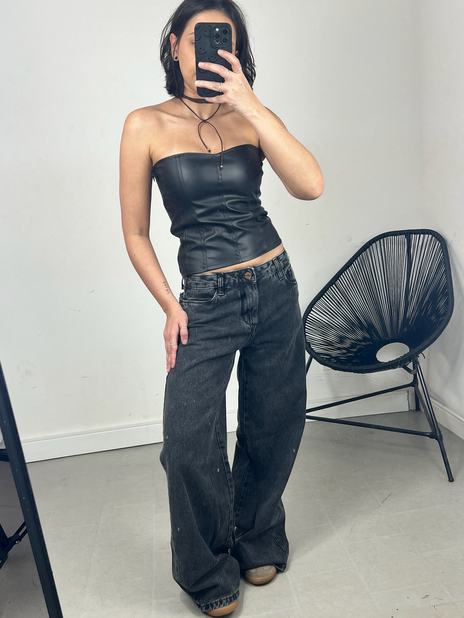 CORSET CORAÇÃO COURINO RETO
