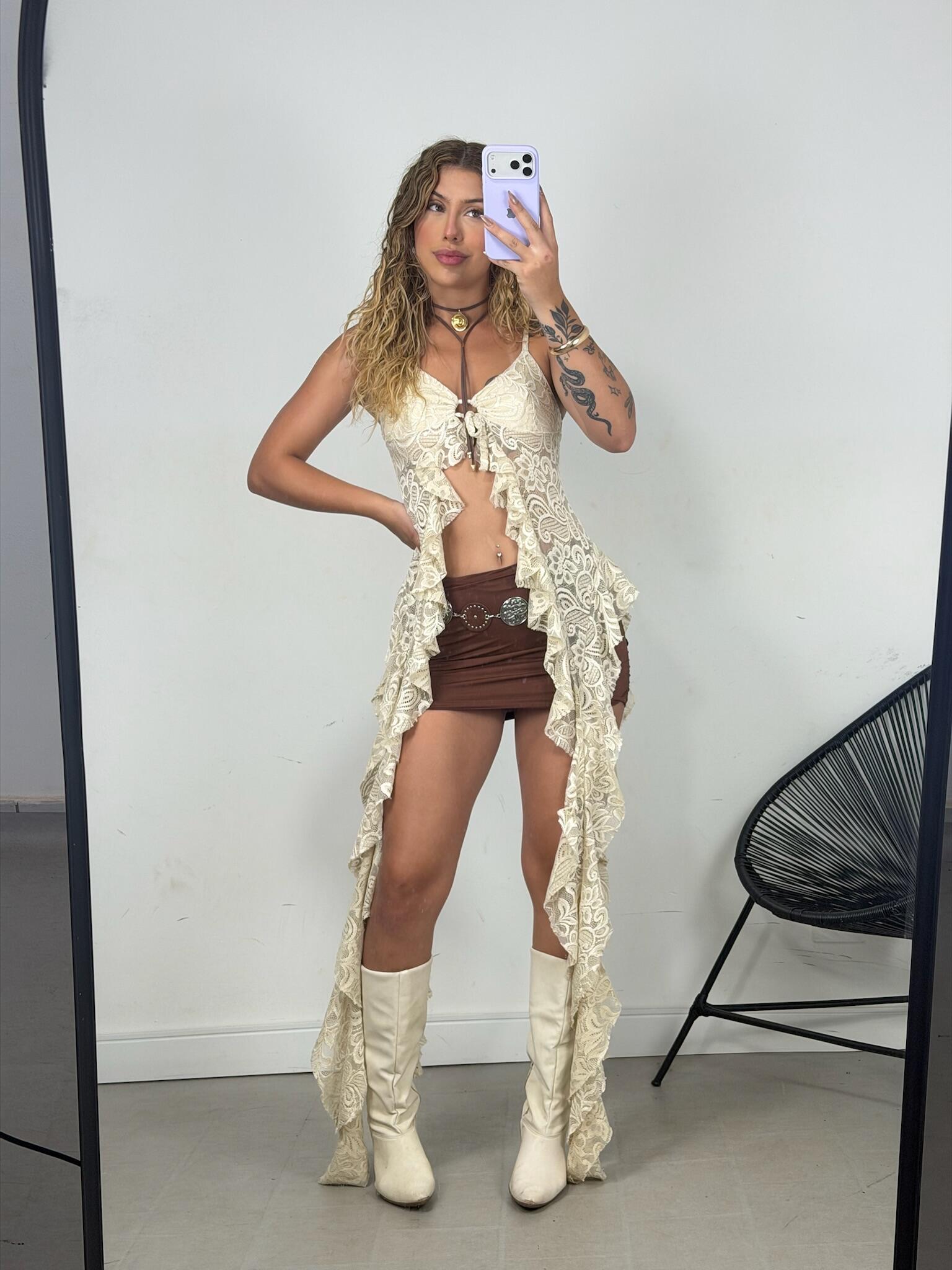 CROPPED TUNICA TULIPA RENDA