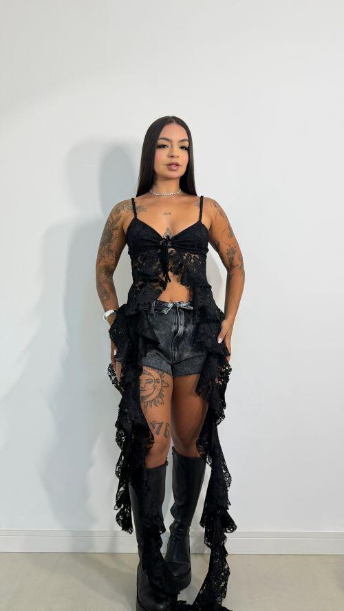 CROPPED TUNICA TULIPA RENDA