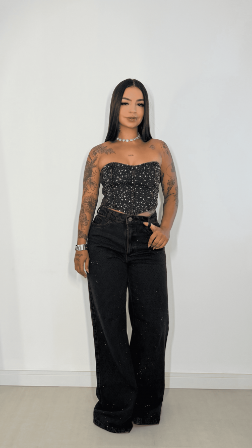 CAL�A WIDELEG GLOW STRASS