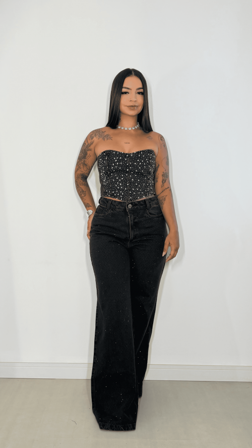 CAL�A WIDELEG GLOW STRASS