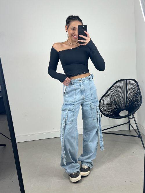 CALÇA WIDELEG CARGO FIVELA AJUSTÁVEL
