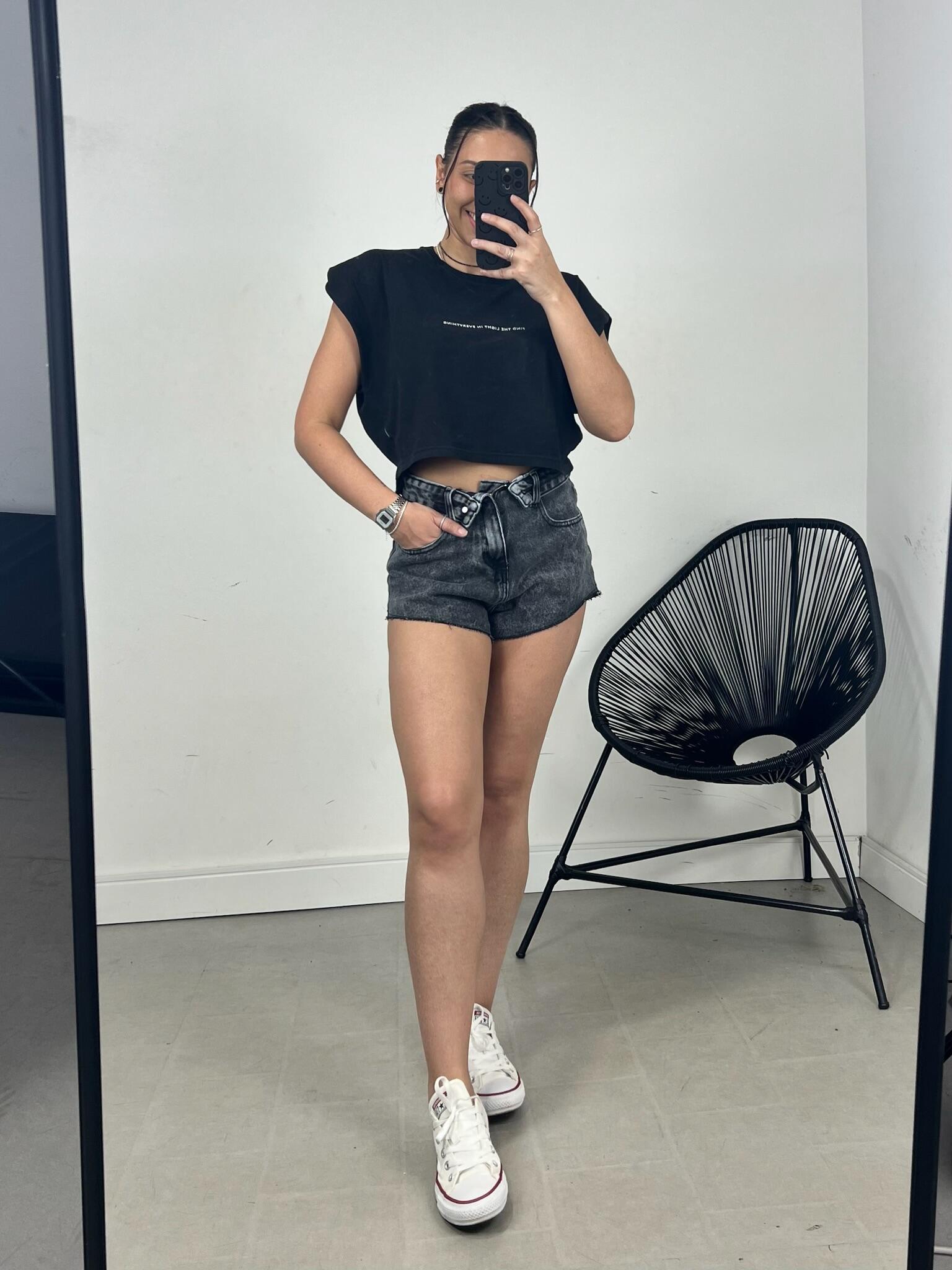 SHORT JEANS CÓS VIRADO BLACK