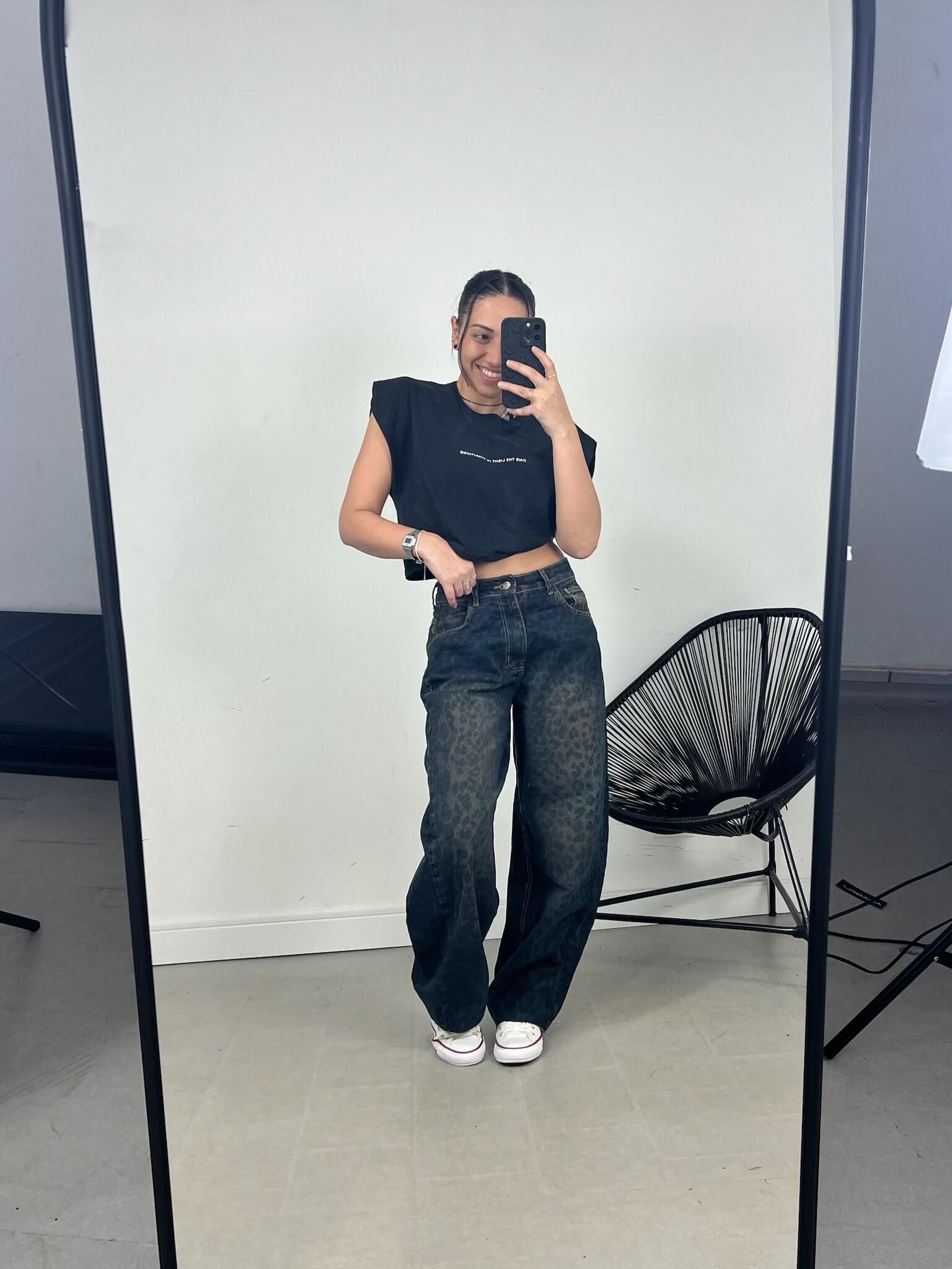 CALÇA JEANS BALLON ONÇA DARK