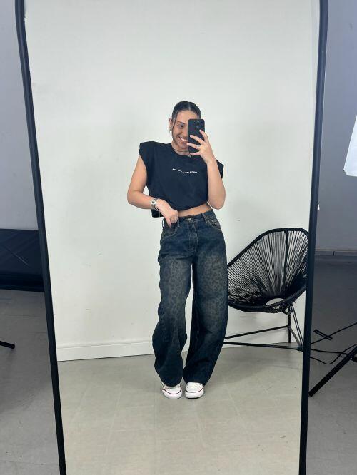 CALÇA JEANS BALLON ONÇA DARK