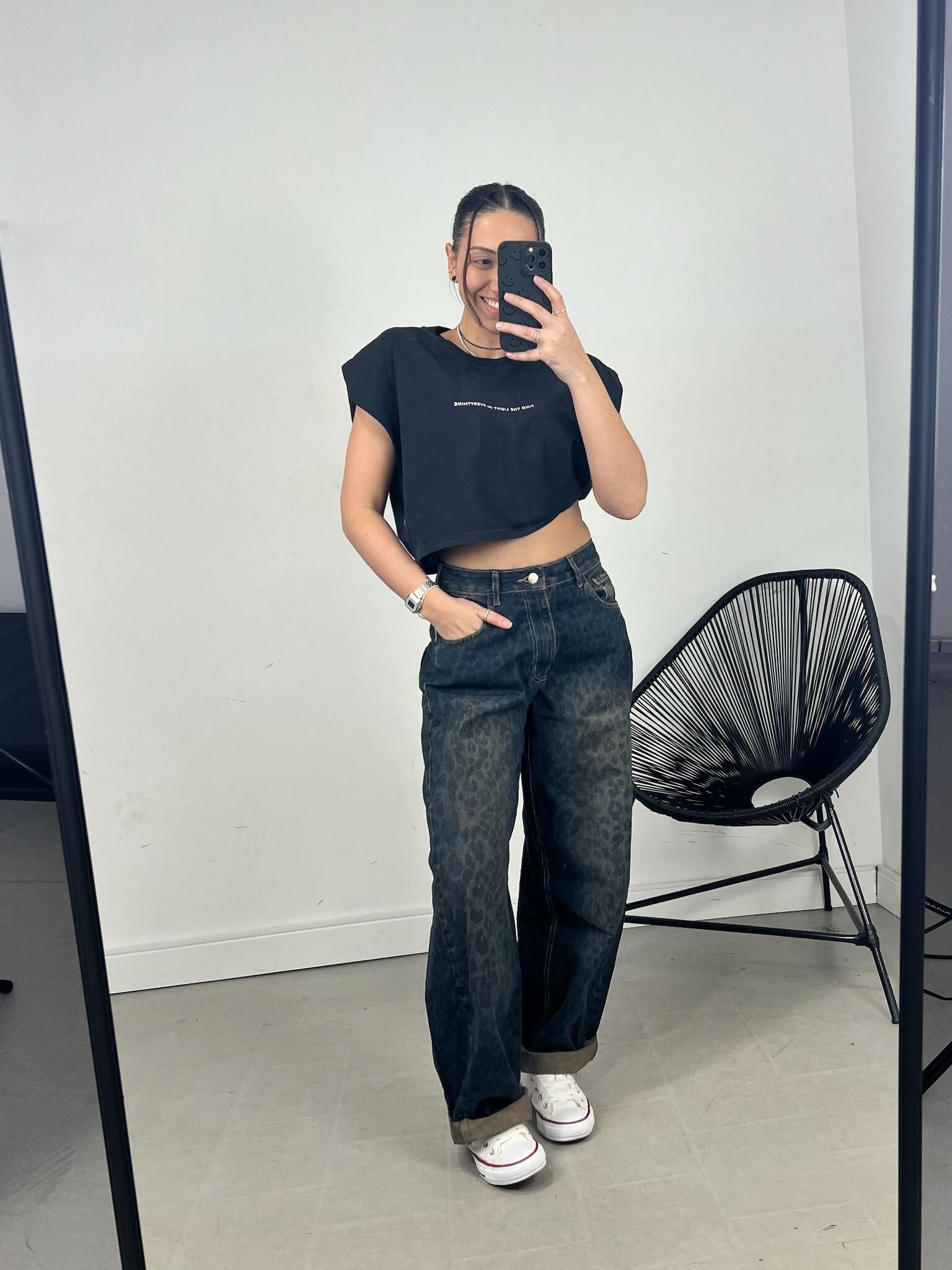 CALÇA JEANS BALLON ONÇA DARK