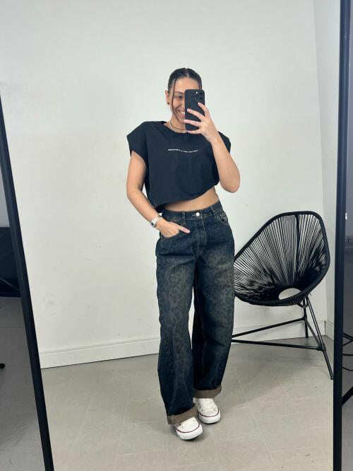 CALÇA JEANS BALLON ONÇA DARK