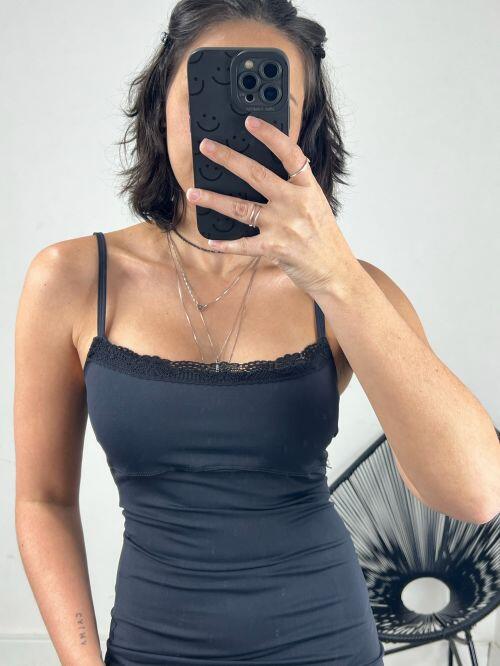 VESTIDO RETO POLIAMIDA RENDA