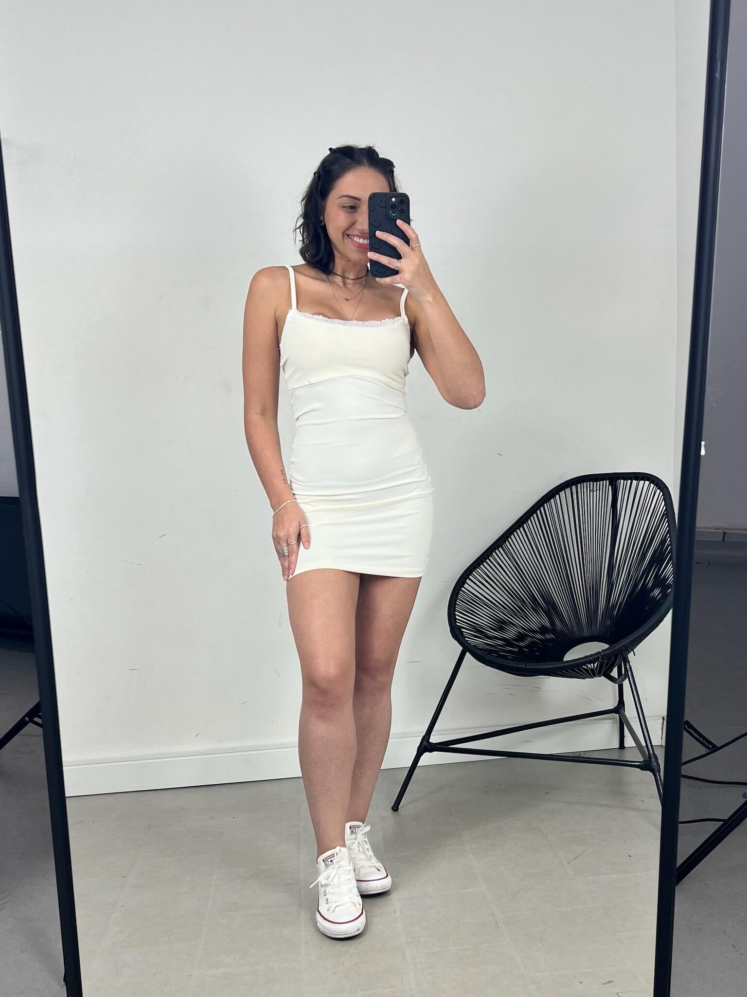 VESTIDO RETO POLIAMIDA RENDA