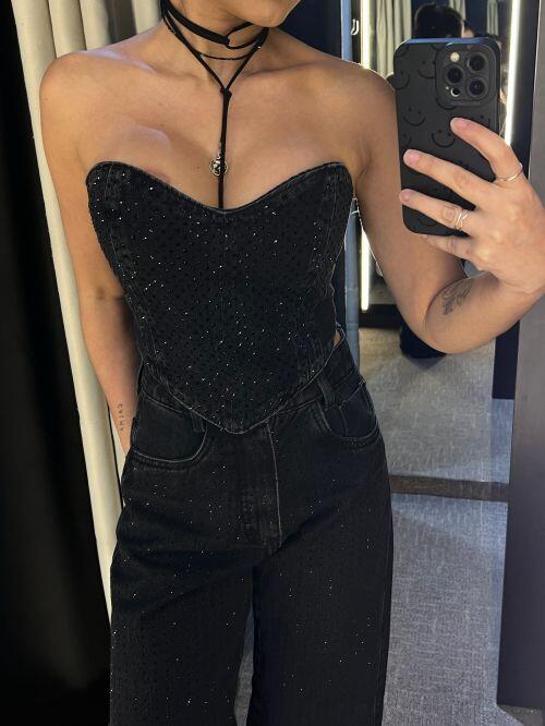 TOP JEANS STRASS