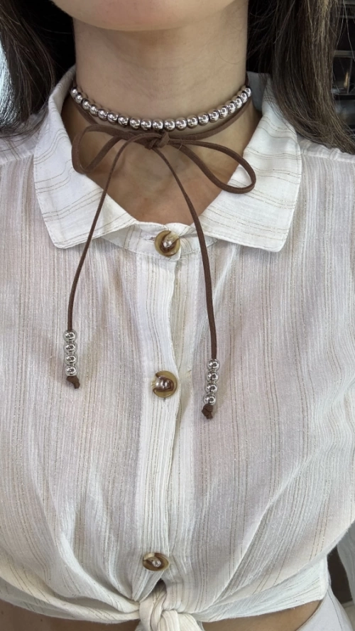 CHOKER BOLINHA METALIZADA