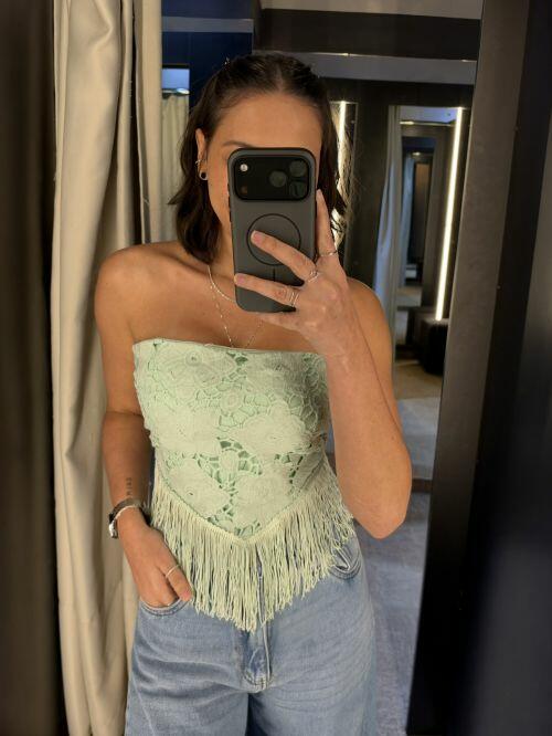 CROPPED RENDA BICO FRANJA