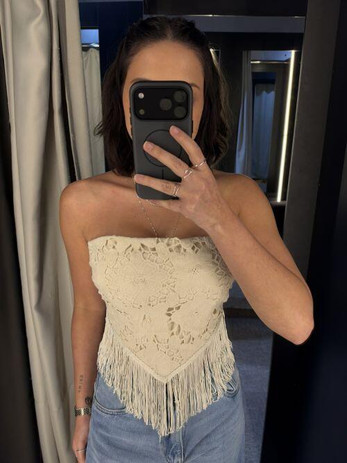 CROPPED RENDA BICO FRANJA