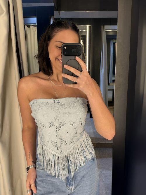CROPPED RENDA BICO FRANJA
