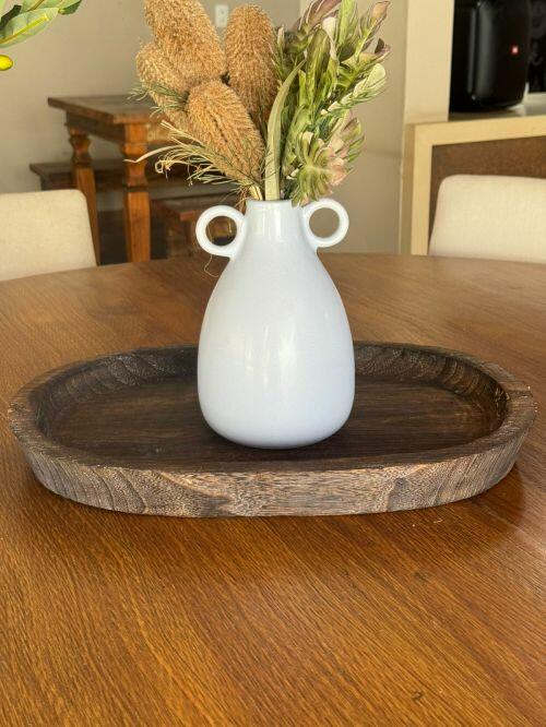 Comprar Centro de mesa oval em madeira 46cm - a partir de R$59,19